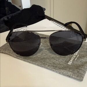 Kenneth Cole Dark Gray Aviator Sunglasses